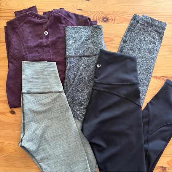 Lululemon bundle- 3 leggings 1 swiftly tech long sleeve size 4